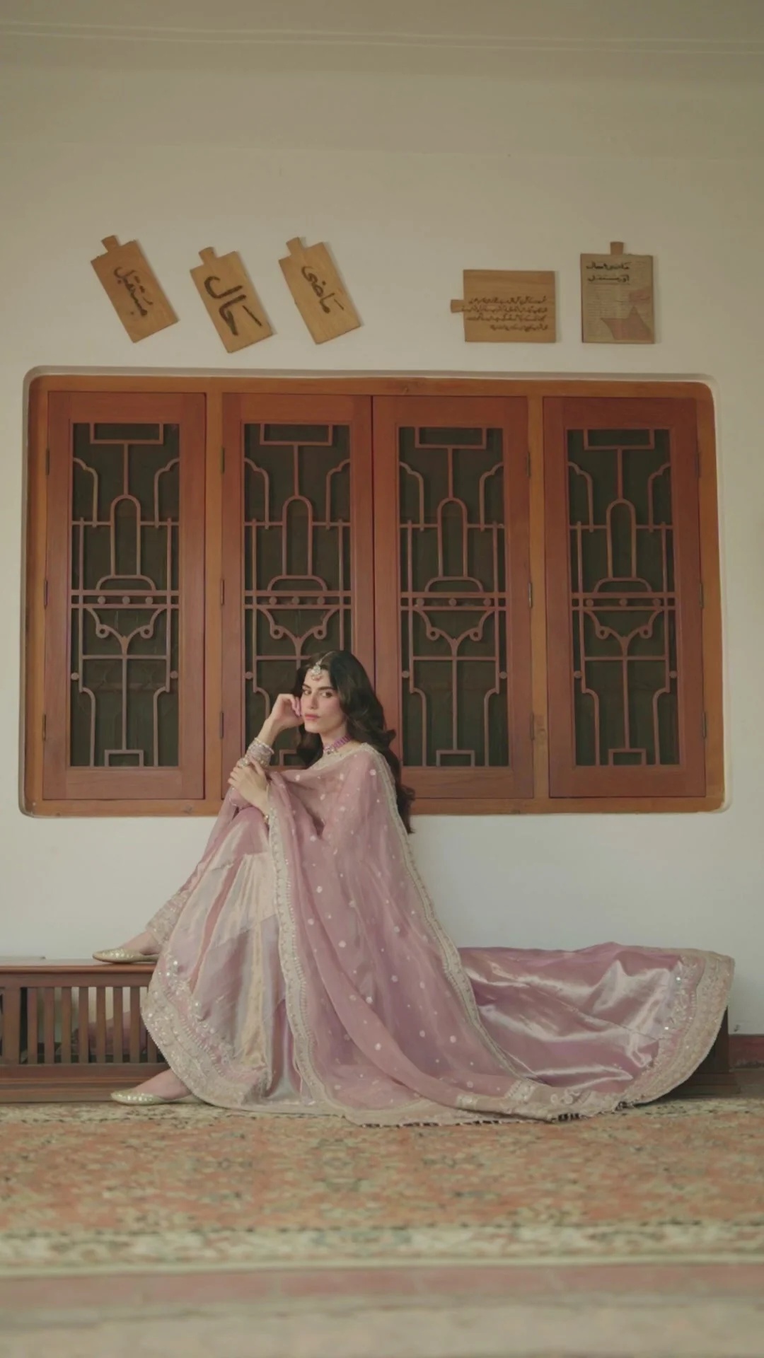 Halina - Faiza Saqlain Pakistani fashion outfit in pink tones.